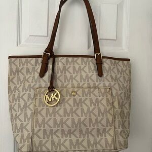 Michael Kors Tan and Brown Signature Tote
